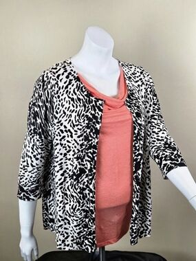 Leopard Print Lightweight Button Front Cardigan B&W Cotton Blend Wardrobe Staple